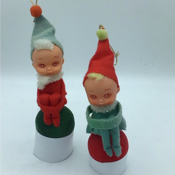 Vintage Knee hugging Elve Christmas Tree ornaments - Picture 1 of 7